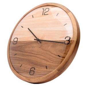 Vintage Round Wood Wall <strong>Clock</strong> Pine Wood Frame Silent <strong>Sweep</strong> <strong>Movement</strong> Farmhouse Decor - Product Image 2