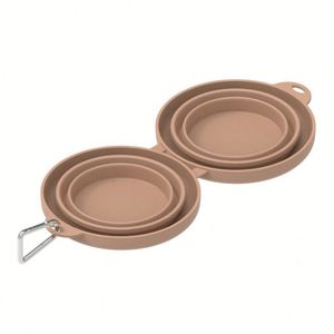 Bol double pliable portable 2 en 1 avec logo personnalisé pour les voyages et l'alimentation des animaux de compagnie pour les présentations - Product Image 4