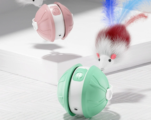 Nuovi giocattoli interattivi elettrici per gatti e cani nuovi giocattoli in vera pelliccia per gatti con bastoncini di plastica automatica transfrontaliera - Product Image 1