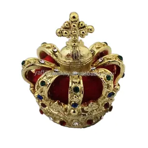 Mode Metalen Crystal Rhinestone Crown Trinket Sieraden Doos