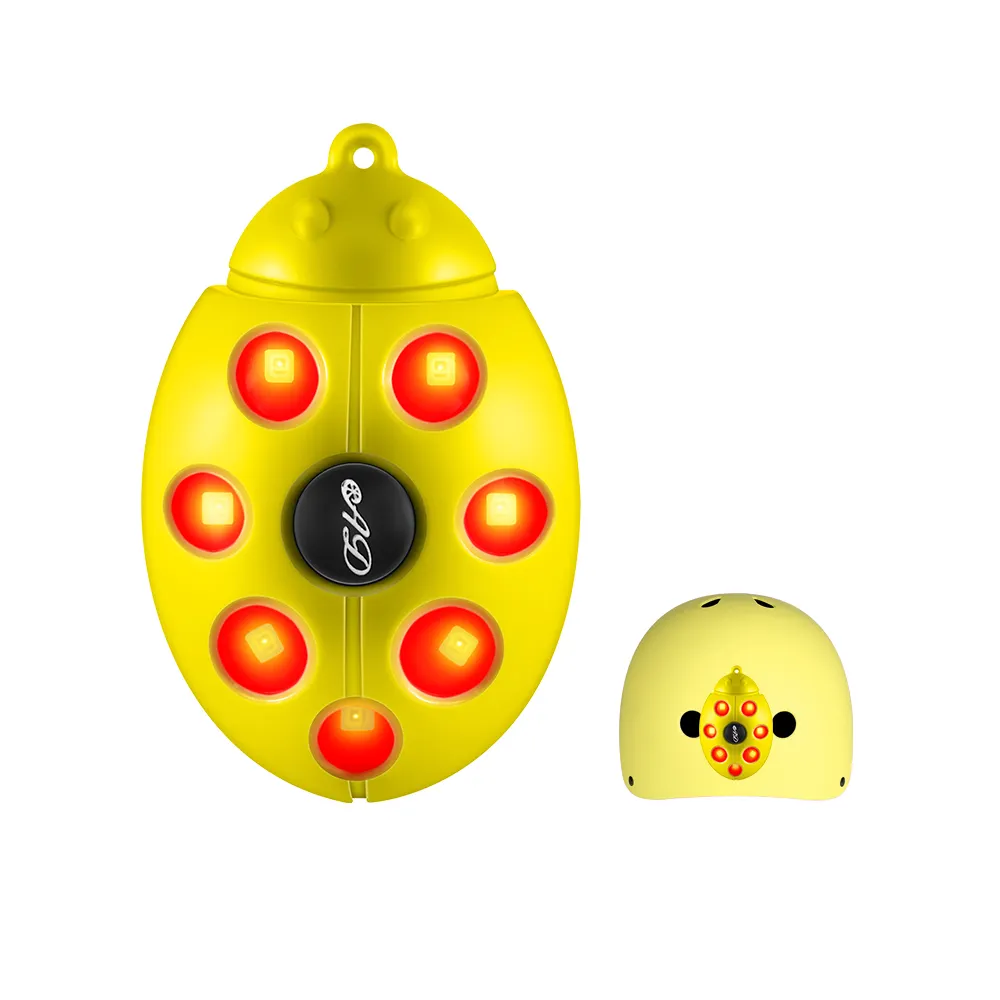 Voiture Offre Spéciale enfant Scooter casque lumière jaune scarabée forme moto sécurité avertissement lumière vélo casque lumière LED
