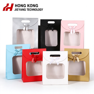 Bolso de Mano de Lujo Hecho a Mano con Ventana Transparente, Impresión en Papel Grabado, Lazo Personalizable, Regalo de Cumpleaños, Bolsa de Regalo Artesanal - Product Image 1
