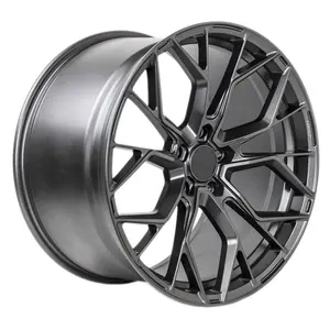 Custom Multi Spoke 18 19 20 21 22Inch Pcd 5X112 5X114.3 5X120 5 Gat Personenauto Wielen Grijs/Zwart Gesmeed Auto Wielen Velgen