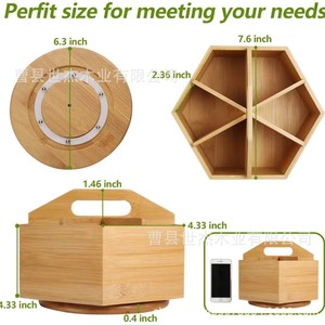 Caja de almacenamiento de madera con asa, compartimentos divididos, organizador giratorio de escritorio para uso en oficina, hogar y escuela - Product Image 4