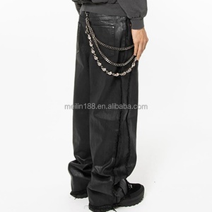 Pantalones Vaqueros Encerados Holgados para Hombre, Diseño de Marca Privada OEM, Logotipo Personalizado, Pantalones de Estilo Urbano - Product Image 3