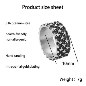 Starry <b>Ring</b> Men's Stainless Steel Five Pointed Star Retro Punk Style Jewelry Gift <b>Silver</b> Color 26089 - Product Image 4