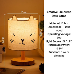 Lampe de table <span class=keywords><strong>Atmosphera</strong></span> Cat pour enfants, en bois, moderne, pour chambre à coucher, LED blanc chaud, à brancher, à intensité variable, taille moyenne, CRI 80 élevé - Product Image 2