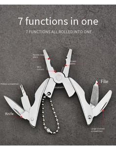 Mini çok fonksiyonlu aracı 7 in çok amaçlı pense tornavida bıçak cep EDC aracı - Product Image 3