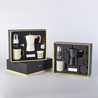 Coffret cadeau de 6 pièces Moka Pot Coffee Moulin à expresso à main parfait pour la maison, le bureau et le camping Kit de fabrication de café expresso
