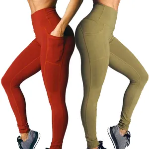 Calças esportivas de controle de barriga, leggings apertadas para mulheres, oem, personalizadas, academia, cintura alta, eco-amigável, calças de yoga com bolso