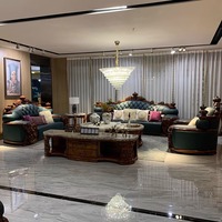 2026 Europäischer Stil Massivholz Geschnitztes Ledersofa-Set, Verdicktes Oberschicht-Rindsleder, U-Form, Villa Wohnzimmer-Kombination