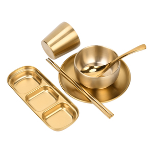 Juego de Cubiertos Coreanos para <span class=keywords><strong>Barbacoa</strong></span> de 6 Piezas, Acero Inoxidable Dorado, Vajilla de Lujo de Alta Calidad - Product Image 5