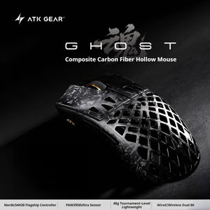 Souris de jeu sans fil ATK Ghost 48g PAW3950 double 8K Polling en fibre de carbone ajourée pour petites et moyennes mains - Product Image 1