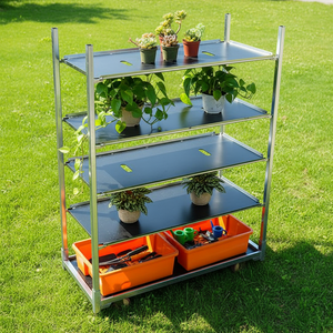<span class=keywords><strong>Chariot</strong></span> à fleurs danois avec étagère amovible, <span class=keywords><strong>chariot</strong></span> à quatre roues en acier, capacité de 100 kg, outils d'extérieur, personnalisable OEM - Product Image 6
