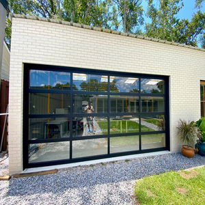 <span class=keywords><strong>Porte</strong></span> de <span class=keywords><strong>garage</strong></span> moderne en aluminium imperméable avec verre isolant thermique transparent et design pliant contemporain - Product Image 1