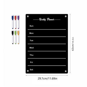 Plan de menú de comida <span class=keywords><strong>semanal</strong></span> Tablero de calendario de limpieza en seco acrílico Imanes magnéticos para refrigerador-<span class=keywords><strong>Pizarra</strong></span> Categoría de producto - Product Image 1
