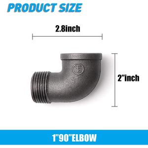 Codo de montaje de tubería de <span class=keywords><strong>90</strong></span> grados para el hogar NPT macho <span class=keywords><strong>X</strong></span> NPT codo hembra roscado de hierro maleable negro fundido para tubería de plomería Steampunk - Product Image 6