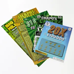 Impressão personalizada Scratch off Loteria Jogo Jogar Scratch Off Ticket Cards