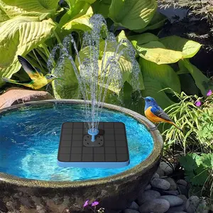 FOOFEE Mini fontaine d'eau de jardin à énergie solaire avec lumière LED et batterie