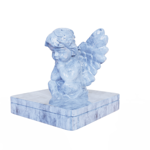 Usine directe conception personnalisée porcelaine bleu <span class=keywords><strong>Cupidon</strong></span> chambre d'encens ailes en céramique ange buste chérubin Figurine brûleur à cône d'encens - Product Image 3