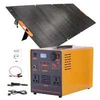Station d'alimentation portable 600W 600 Watt 1200Wh avec panneaux solaires, mini système d'énergie solaire tout-en-un pour onduleur et batterie solaires