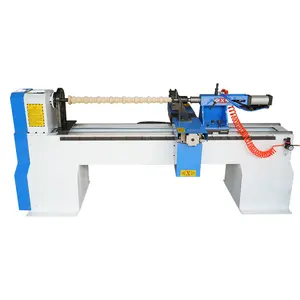 Mini CNC Wood Turning Lathe Machine Double Knives Cylindrical Tools Cutting Stair Handrail Processing