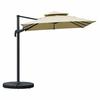Parasol cantilever robuste de 3 m, résistant au vent, en aluminium renforcé, avec inclinaison à 360 degrés pour jardin et cour