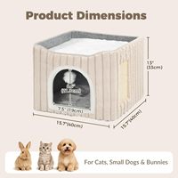 Grande Niche de Luxe pour Chat à Motif Uni avec Griffoir, Boule Moelleuse, Conception Pliable, Coussin Lavable en Fausse Fourrure pour Chats