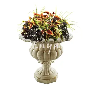 Florero de hierro fundido redondo de Imperio Romano, adornos para césped <span class=keywords><strong>exterior</strong></span>, macetas <span class=keywords><strong>grandes</strong></span> de Metal rústicas para jardín, al aire libre - Product Image 1