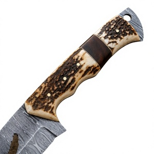 Customizable Damascus Steel Hunting Knife with Bone Handle Latest Design Handmade Damascus Hunting Knives With <b>Leather</b> Sheath - Product Image 5