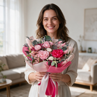 Bouquet de roses éternelles préservées OEM, couleurs mélangées, roses séchées véritables, emballées à la main, cadeau romantique pour la Saint-Valentin et la Fête des Mères