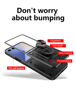 Étui de téléphone avec support anneau pour Samsung Galaxy Z Flip <span class=keywords><strong>7</strong></span>, protection hybride de l'appareil photo, fente pour cartes, compatible avec Samsung Z Flip 4 5 6 <span class=keywords><strong>7</strong></span> - Product Image 2