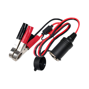12V Cigarette Lighter Adapter Auto <b>Car</b> Battery <b>Clamp</b> Alligator Clips Extension Cable 2FT Copper PVC Waterproof 10A - Product Image 1