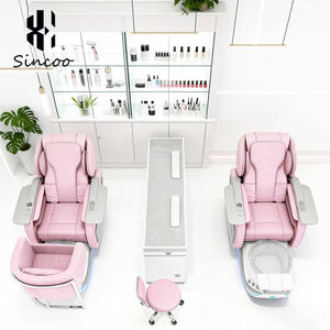 Sillón de Pedicura Eléctrico de Lujo con Spa para Pies, Silla de Masaje con Lavabo de Cerámica y Luces LED para Salón de Uñas - Product Image 3
