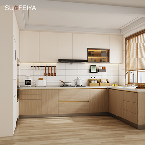 Sofeyia Custom Modern Japandi Cocina Armario Diseños Blanco MDF Madera Carpinterí<span class=keywords><strong>a</strong></span> Vidrio Incluye Fregadero-Gabinetes De Cocina Muebles De - Product Image 2