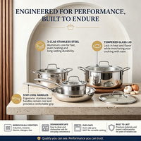 Ensemble de casseroles en acier inoxydable triple couche de haute qualité, luxe, non toxique, acier inoxydable 304 18/10, compatible induction