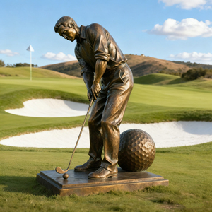 Bronzo a grandezza naturale stile antico in metallo scultura sportiva stampata su misura golfista uomo giocatore di Golf statua per prato e giardino - Product Image 3