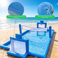 Terrain de sport gonflable 3-en-1 en PVC pour l'extérieur, 33x16.5x6.9FT, avec filet, idéal pour le basketball, le football et le volley-ball, parfait pour les fêtes et les compétitions sportives