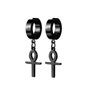 <b>Clip</b>-<b>on</b> <b>Earrings</b> Cross Pendant Zinc Alloy Black Silver Gold Color For Non-Pierced Ears Unisex Student Fashion Jewelry - Product Image 4