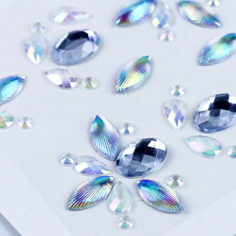 Adesivo de cristal de gema sintética 3D autoadesivo personalizado para maquiagem DIY, adesivo para joias, decoração facial para olhos e corpo