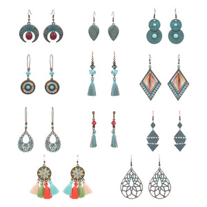 Geometric <b>Drop</b> Earrings Women Bohemia Alloy Antique <b>Bronze</b> Plated Party Fashion Dangle Earrings - Product Image 5
