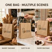 Sac de livraison en kraft brun anti-graisse de qualité supérieure, renforcé, pour café, bubble tea, traiteur, livraison à domicile, pochette de service pour repas