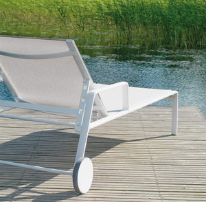 Meubles de patio extérieur <span class=keywords><strong>transat</strong></span> réglable chaise en aluminium <span class=keywords><strong>avec</strong></span> roue <span class=keywords><strong>jardin</strong></span> hôtel piscine plage chaise longue - Product Image 4