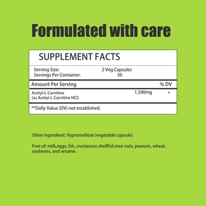 Cápsulas de Acetil L-Carnitina de Alta Absorción 1500mg, Cápsulas Orgánicas para Limpieza, Sin GMO, Estimulan el Metabolismo, Promueven la Digestión, Suplemento - Product Image 2