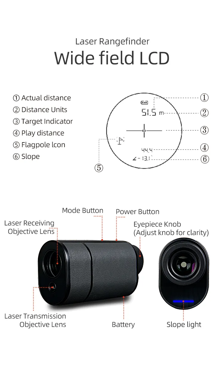 600 मीटर पोर्टेबल स्पोर्ट लेजर दूरी मापने वाला मीटर रेंज फाइंडर गोल्फ रेंज फाइंडर लेजर रेंजफाइंडर