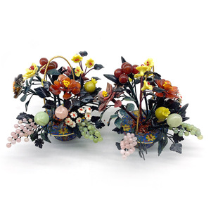 ระดับไฮเอนด์ Cloisonne หม้อ<span class=keywords><strong>หยก</strong></span>แกะสลักอัญมณีโรสควอตซ์พีชองุ่นบอนไซ<span class=keywords><strong>ต้น</strong></span>ไม้ - Product Image 5