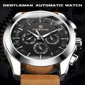 Montre mécanique automatique Forsining à trois cadrans, calendrier hebdomadaire, montres-bracelets pour hommes, calendrier de mode, montre en cuir, Relogio Masculin - Product Image 2