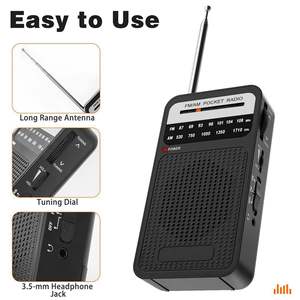 Factory Portable AM FM Pocket Radio 0-5W ABS Custom Color Logo Radio for Elderly Home Hotel Bathroom Travel Rechargeable - Product Image 3