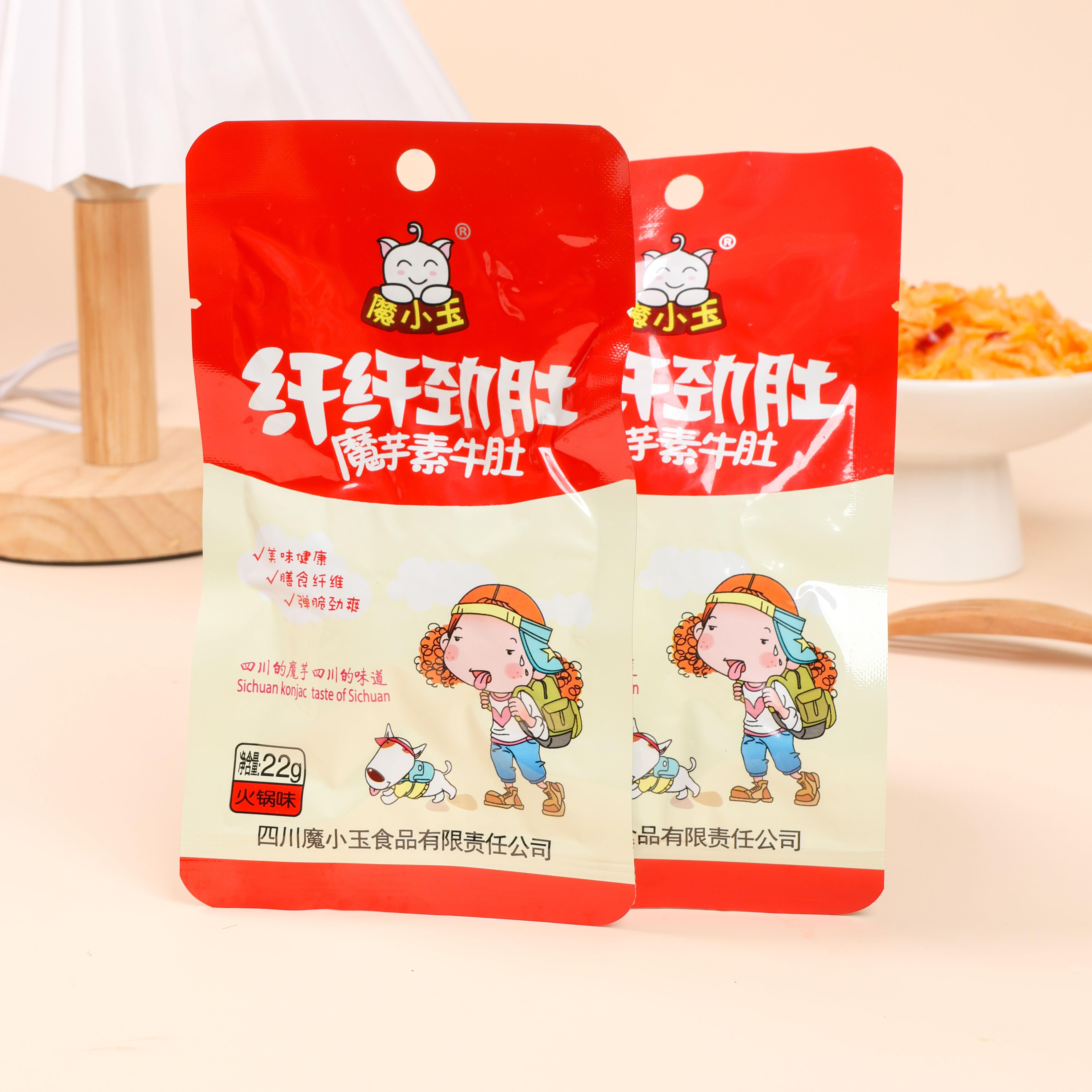 Konjac Snacks Vegetarian Tripe Vegan Food Spicy Flavor Low-Fat Ready to Eat Buckwheat Material Fried Processing Packed in Bag