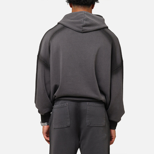 Sudadera con capucha bordada para hombre, de algodón French Terry de alta calidad, estilo vintage, con cremallera, lavado desgastado, personalizada OEM - Product Image 4